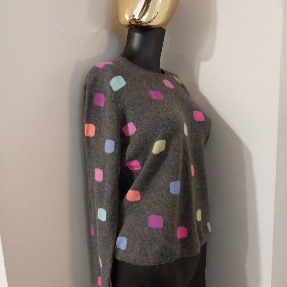 Modern Multi Color Cashmere 100% Long Sleeve   Multi  Colored Festive Sweater M - Picture 1 of 5